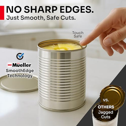 MUELLER HOME SmoothEdge Auto Electric Can Opener – Battery‑Operated One‑Touch w Magnet Lid Lifter – Portable Hands‑Free Automatic Can Openers for Seniors & Arthritis, Smooth‑Edge Cut Technology, Black
