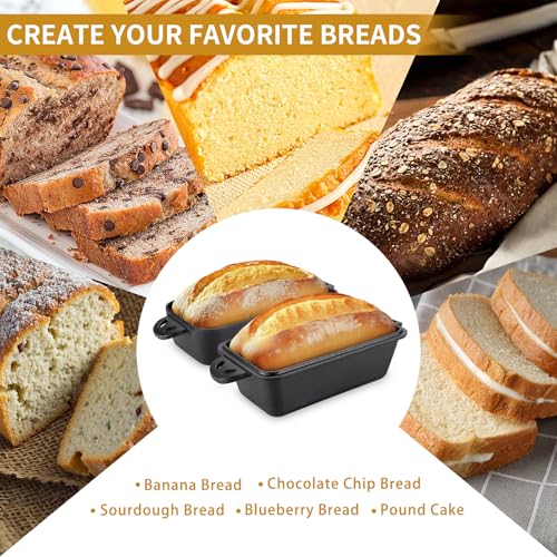 AILITOR Cast Iron Loaf Pan with Lid 9x5 Inch - Bread Baking Pans for Homemade Bread, 2 Piece Set