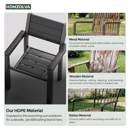 5-Piece Patio Dining Set for 4, Wood-Grain HDPE Outdoor Table and Chairs