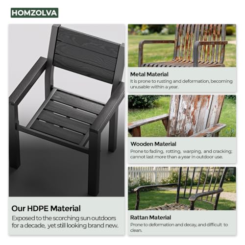 5-Piece Patio Dining Set for 4, Wood-Grain HDPE Outdoor Table and Chairs