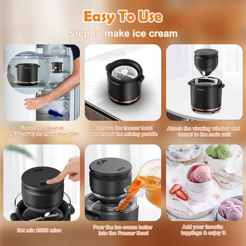 BRIOBITE 1.1 Quart Ice Cream Maker Machine,Black