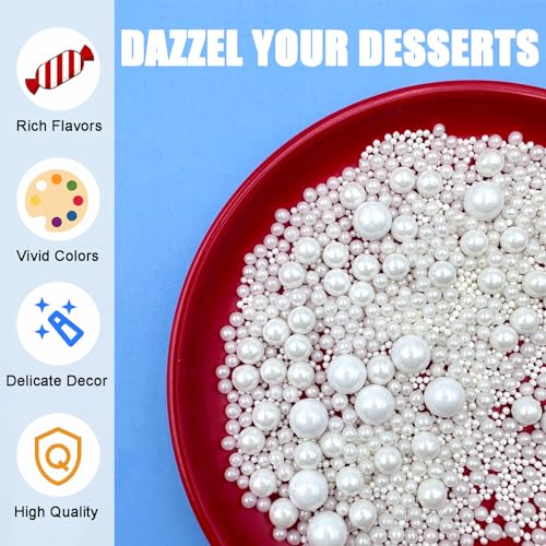 Sprinkles for Cake Decorating, Gold Silver White and Black Pearl Sprinkles Mix for Cookie Baking Ice Cream Cupcake Topping