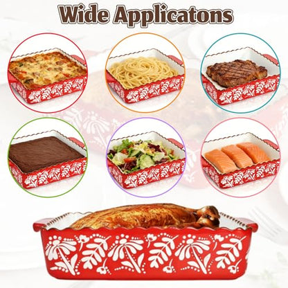Acshio 2 Pack Ceramic Baking Dish, 9 x 9 inch Porcelain Square Bakeware with Double Handle, Lasagna Pan Bakeware Baking Cookware for Cooking, Cakes, Roasting Family Dinner