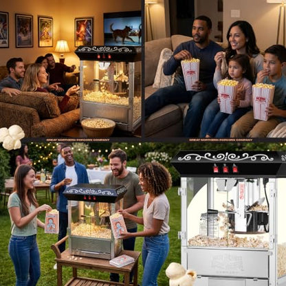 Perfect Popper Popcorn Machine - 10oz Stainless-Steel Kettle, Reject Kernel Tray, Warming Light, and Accessories by Great Northern Popcorn (Black)