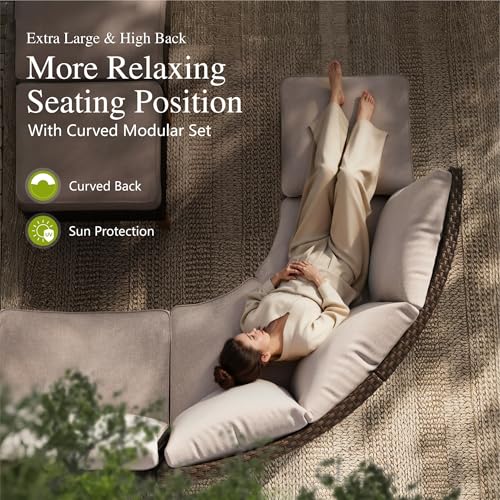 Sophia & William 10-Piece Wicker Patio Furniture Set, Swivel Chair, Beige
