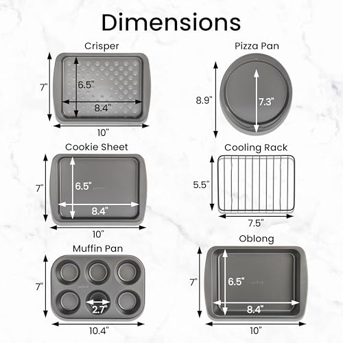 GoodCook Everyday Nonstick Toaster Oven 6-Piece Steel Bakeware Set, Gray