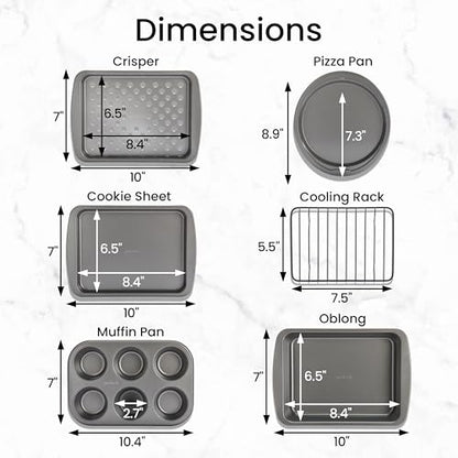GoodCook Everyday Nonstick Toaster Oven 6-Piece Steel Bakeware Set, Gray