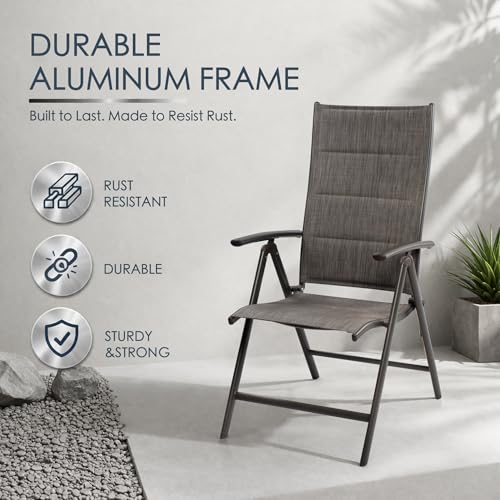 Kozyard 2-Piece Outdoor Patio Dining Chairs, Folding Reclining Patio Chairs