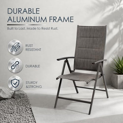 Kozyard 2-Piece Outdoor Patio Dining Chairs, Folding Reclining Patio Chairs