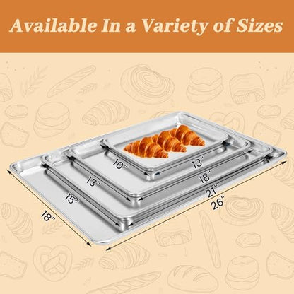 STEELUS 6 Pack Half Size Baking Sheet Pans, Aluminum Commercial Cookie Sheets Non-Stick, 18"x13"