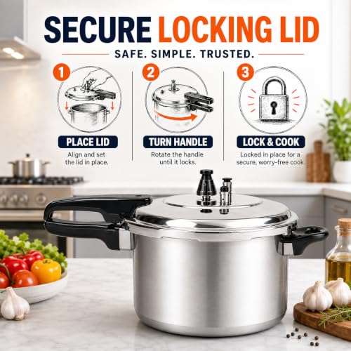 Barton 6Qt Aluminum Pressure Canner & Cooker with Release Valve, Stovetop Pressure Cooker Pot for Fast Cooking & Home Canning, 6 Quart