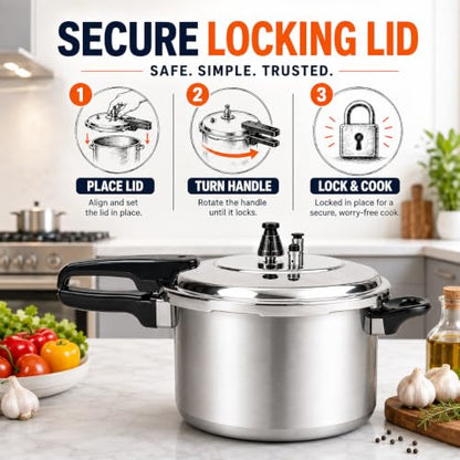 Barton 6Qt Aluminum Pressure Canner & Cooker with Release Valve, Stovetop Pressure Cooker Pot for Fast Cooking & Home Canning, 6 Quart