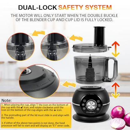 12 Cup Smart Food Processor, Electric Food Chopper Slicer