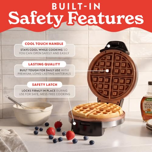 Gourmia Belgian Waffle Maker - Nonstick Cooking Plates, Stainless Steel