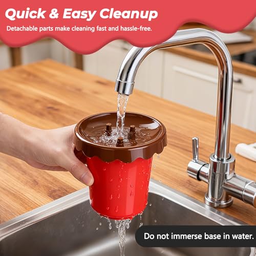 Mini Chocolate Fountain Machine, Removable Cheese for Chocolate, Candy, Portable Chocolate Melt Machine for Party, Camping, Birthday, Wedding, Powered by 4 x C Batteries(Not Included) (Red Plastic)
