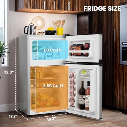 Manastin 3.6 Cu.Ft Refrigerator with Freezer for Kitchen Office, Silver