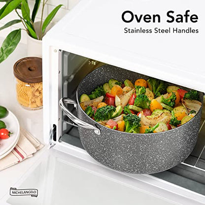 MICHELANGELO 5 Quart Stock Pot with Lid, Nonstick Soup Pot with Lid, Induction Pot for Cooking, 5 Qt Pot with Lid, Non Stick Pot for Kitchen, Stockpot with Stainless Steel Handle, Oven Safe