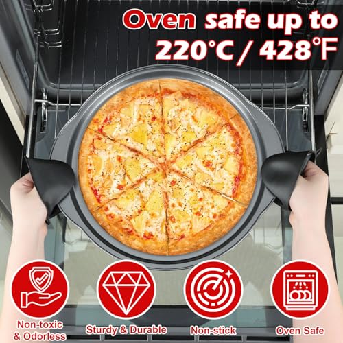 Gymdin Pizza Pan for Oven - 13" Round Pizza Pans with Holes(2 Pack), Non-stick Carbon Steel Pizza Trays with Handle, Easy to Clean & Oven Safe