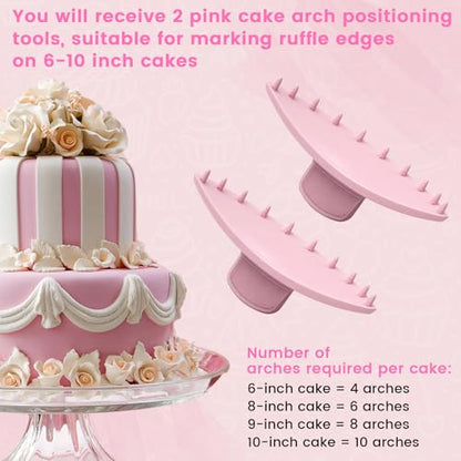 2 PCS Cake Arch Guide Tools, Pink Cake Arch Tools, Cake Decorating Tools, Cake Ruffle Markers, Suitable for Beginners and Bakers.