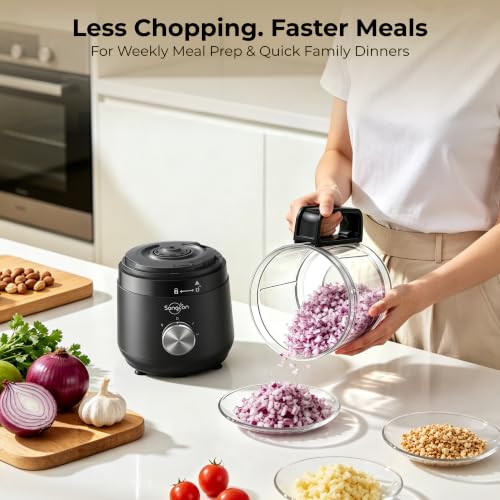 Sangcon 400W 4-Cup Mini Food Processor, Chop, Whip, Slice & Shred