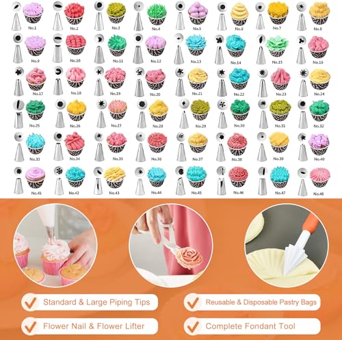 701Pcs Cake Decorating Kit with Baking Supplies, Cake Turntable, Cake Decorating Supplies, Frosting Piping, Cake Leveler, Piping Tips, Cake Pan Set for Cake Baking Kit