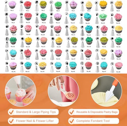 701Pcs Cake Decorating Kit with Baking Supplies, Cake Turntable, Cake Decorating Supplies, Frosting Piping, Cake Leveler, Piping Tips, Cake Pan Set for Cake Baking Kit