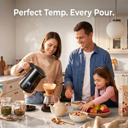 Electric Kettle with Digital Display & Temperature Control, 1.0L Stainless Steel Water Boiler, 1200W Fast Boiling, 4H Keep Warm, BPA-Free Auto Shut-Off, Tea Coffee Kettle for Home Office 120V, White