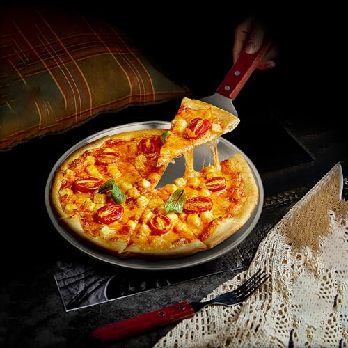 tchrules 12 Inch Pizza Pan Set of 8, Stainless Steel Pizza Tray, Round Non-Stick Coating Pizza Plate for Oven Kitchen Baking Home Restaurant, Dishwasher Safe （Silver）