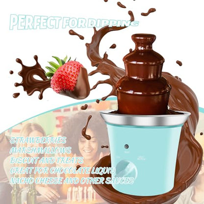 MINI Chocolate Fountain Machine Small Electric Chocolate Fondue Fountain Machine for Party for Candy Butter Cheese (Green)
