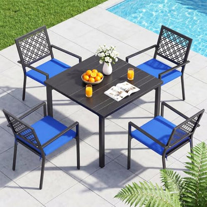 5 Piece Outdoor Dining Set with 4 Dining Chair for Deck Garden Poolside