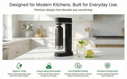 Fizzit Sparkli Carbonated Soda Maker with 1L Stainless Steel Bottle | Customizable Carbonation | Soda Streaming Fizzy Water Machine | Luxury Bubbles, Dishwasher Safe & Eco-Friendly Reusable Bottle