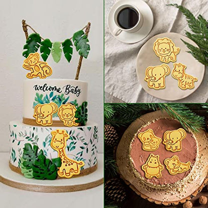 Animal Cookie Cutters With Plunger Stamps Set,8 Piece 3D Animal Embossing Cutters For Biscuit Fondant Cheese Baking Molds