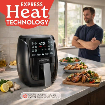 Gourmia Air Fryer - 4 Qt Basket Capacity, 12 Cooking Presets, Black