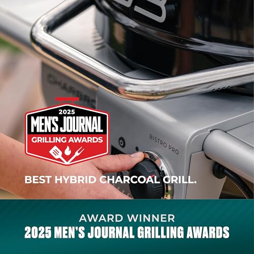 Charbroil 3-in-1 Dual Fuel Outdoor Bistro Pro Electric Grill & Griddle + Charcoal Mode BBQ, Black - 25302145