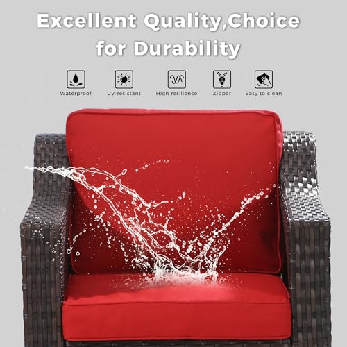 MeetLeisure Luxury 3 Seater Outdoor Patio Couch with Handwoven PE Wicker