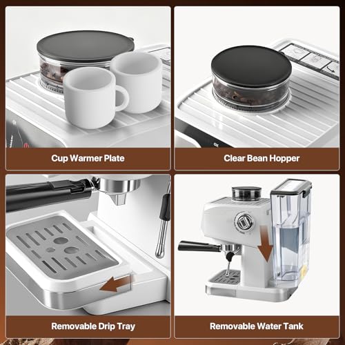 oveisn Espresso Machine Professional Home Espresso Maker Espresso Coffee Fast Heating for Cappuccino/Latte Coffee Machine for Home, Office for Latte Cappuccino-White