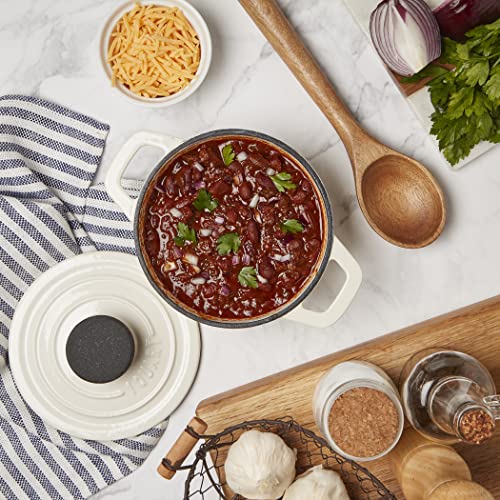 Smith & Clark 1-Quart Enameled Cast Iron Dutch Oven Pot with Lid, Ivory White