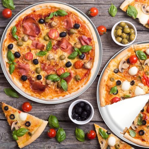 3Pack Stainless Steel Pizza Pan for Oven Personal Pizza Pans, 9 Inch, 10 Inch, 12 Inch Stainless Steel Pizza Pan Set, 3 Sizes Round Pizza Baking Pan for Pizza Cookies, Non-toxic and Durable,Oven Safe