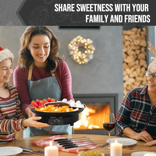 VAlinks Electric Chocolate Melting Pot Chocolate Fondue Pot Set 3-Section Serving Trays with 6pcs Dipping Forks Perfect for Housewarming Christmas Party Gifts (Black)