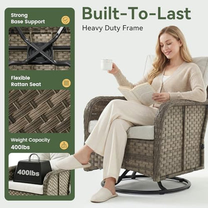 Aoxun 12-Piece Wicker Patio Furniture Set with 44" Fire Pit Table