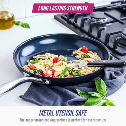 Blue Diamond Cookware Hard Anodized Ceramic Nonstick, 10" Frying Pan Skillet, PFAS-Free, Dishwasher Safe, Oven Safe, Grey