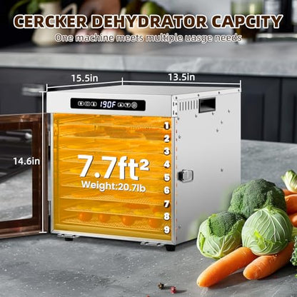 Meat Dehydrator for Jerky Maker 9 Trays 1000W Dryer Machine for Fruit Beef