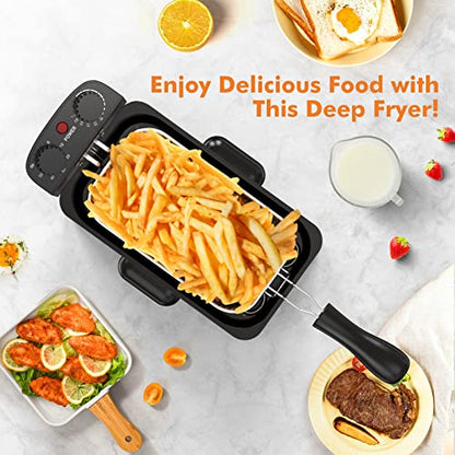 COSTWAY 3.2Qt/3L Deep Fryer with Basket, Adjustable Temperature & Timer