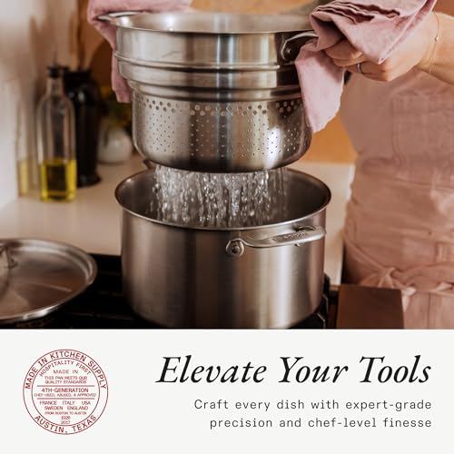Made In Cookware | 8 Quart Stainless Steel Stock Pot With Lid and Pasta Insert | 5 Ply Stainless Clad | Professional Cookware | Crafted in Italy | Induction Compatible