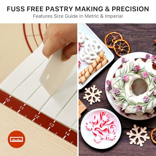 26x16 Inch Extra Thick Silicone Baking Mat with Measurements, Non-slip and Reusable - For Cookies, Bread, Pastry