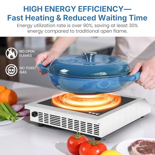 SUNVIVIPRO Commercial Induction Cooktop 1800W, Professional Electric Countertop Burner, 10 Power & 10 Temp Setting, Induction Hot Plate with Timer, Electric Stove with LED Screen, Black