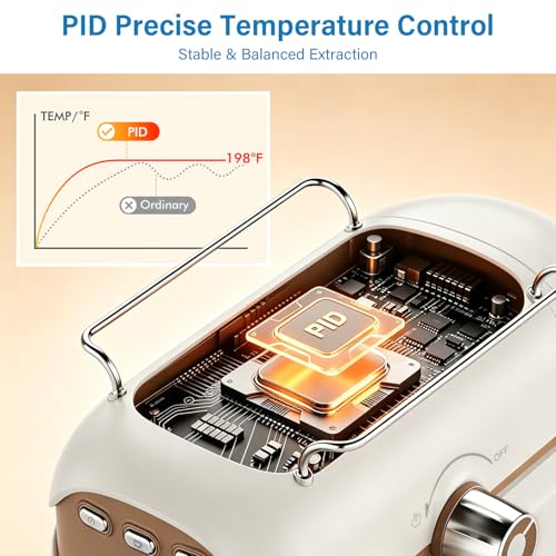 XIXUBX Espresso Machine, 20Bar Compact Espresso Maker with Milk Frother, PID Temperature Control, Low Vibration Coffee Maker for Small Kitchen, Home, Brews Latte, Cappuccino