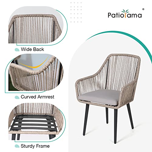 Patiorama 7-Piece Outdoor Dining Set, Patio Wicker Dining Table Chair Set with 55"-71" Acacia Wood Expandable Table & Twisted Rattan Rope Chairs, All-Weather Dining Furniture Set for Yard Garden, Tan