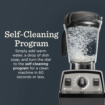 Vitamix Propel Series 750 Professional-Grade Blender with Four Blending Programs for Smoothies, Soups and More, Self-Cleaning, Stainless-Steel Blades, 64 Oz Container, Black