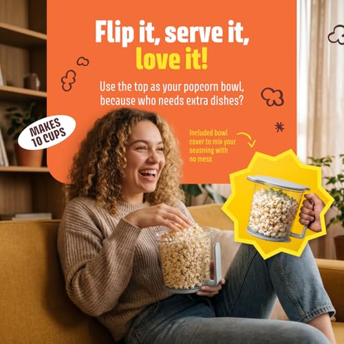 Wumple Air Popper Popcorn Machine - 10-Cup Air Pop Popcorn Maker with Measuring Cup - Hot Air Popped Oil-Free Compact Popcorn Popper - Movie Nights & Parties - Cream